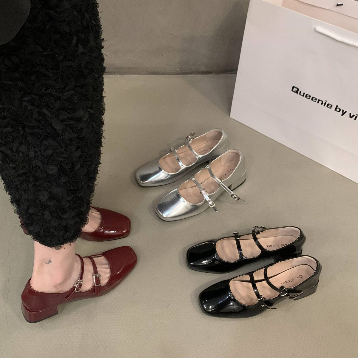 Mary Jane Shoes for Women Retro Medium Heel Women's Single Shoes Fashion Gloss Soft Comfort Ballet Shoes Zapatos De Mujer