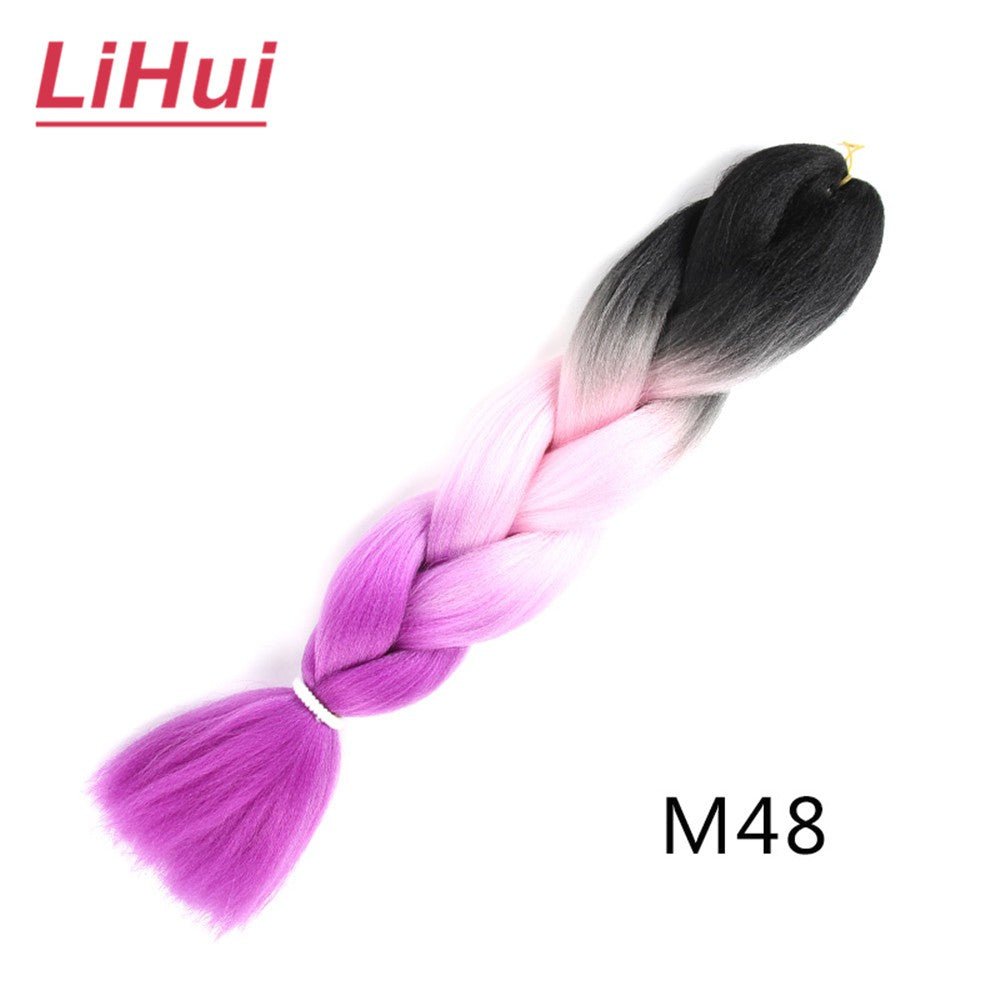 24 Inches Synthetic Braiding Hair Jumbo BraidOmbre Jumbo Hair Extension For Women DIY Hair Braids Purple Pink Yellow Gray Lihu