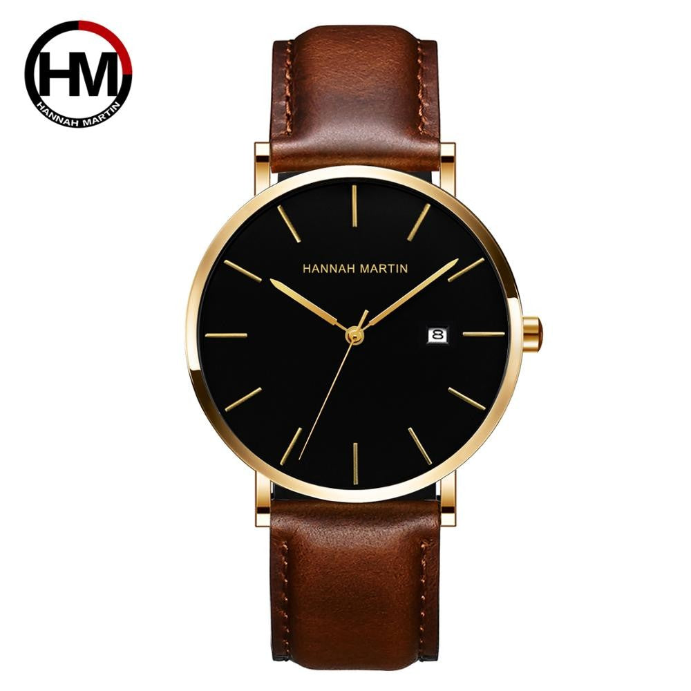 Classic Bauhaus Design Men Watch Dark Blue Japan Quartz Waterproof Stainless Steel Fashion Business Calendar Ultra Thin Watches
