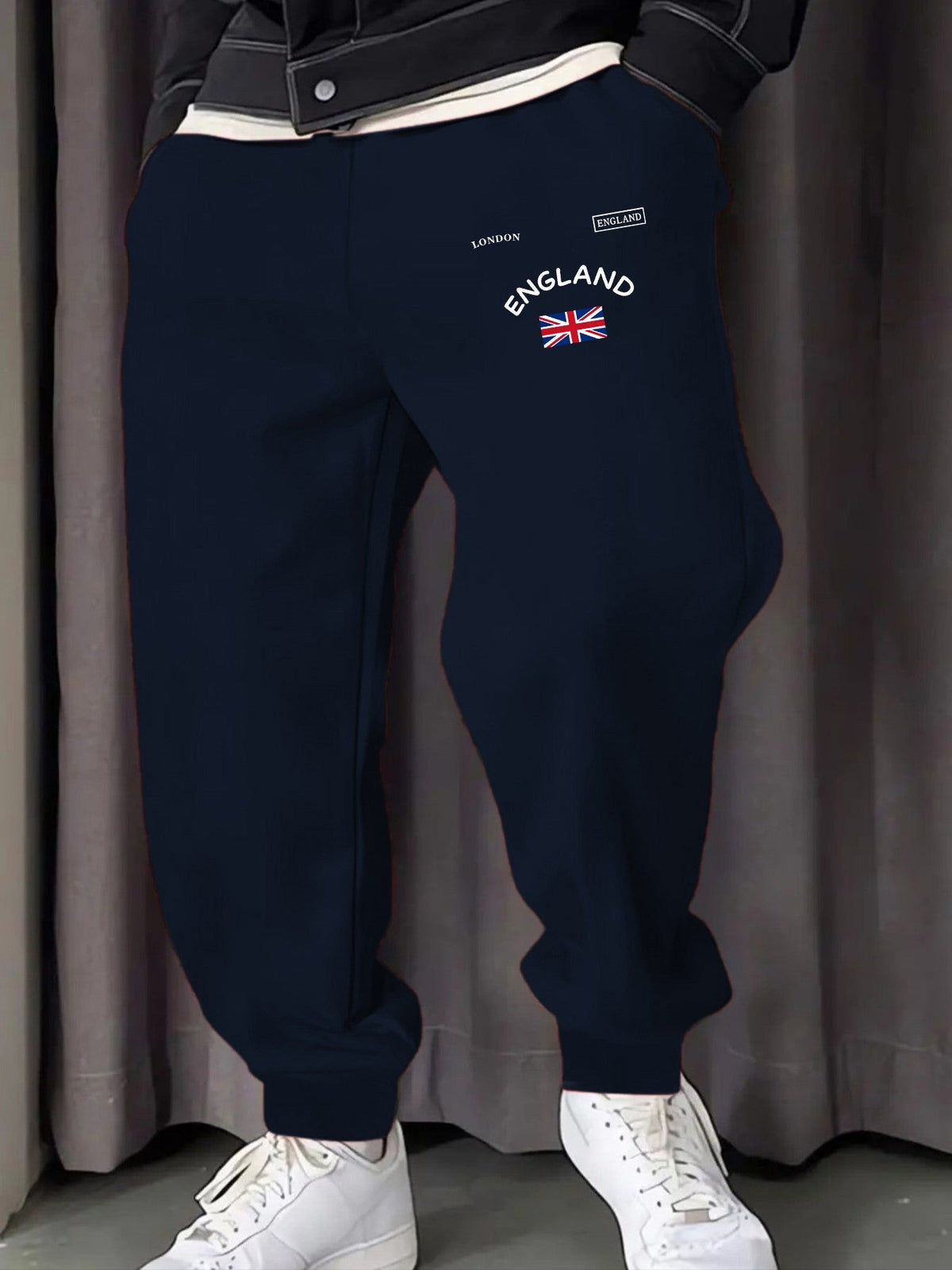 London England Union Printing Man Sweatpants Fashion Elastic Waist Pants Trendy Drawstring Pant Casual Warm Britches