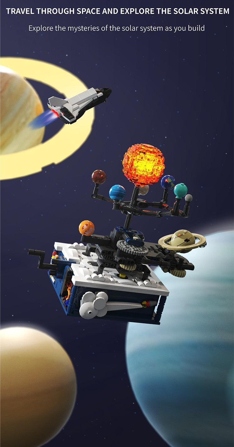Electric solar system Model building blocks Space Exploration Learning equipment Assembling toy rotatable gift for child student
