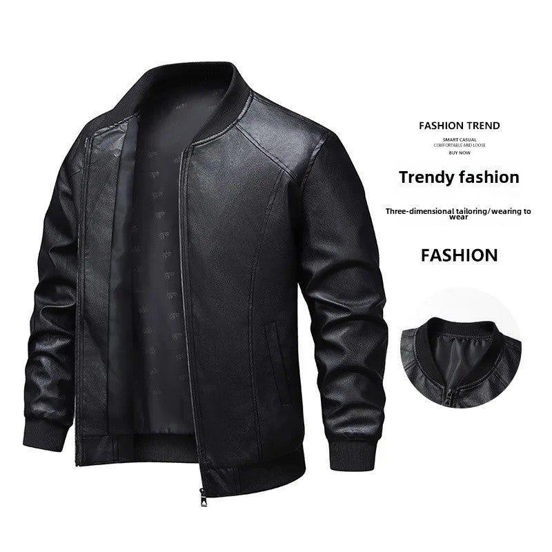 Men's Slim Fit Leather Jacket 2025 New Style Versatile Cool Fashionable PU Leather Coat Casual Streetwear