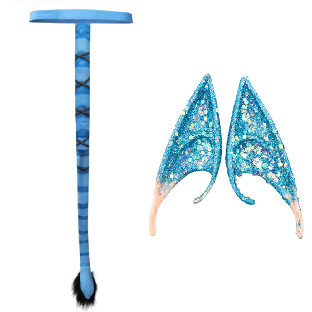 Jake Sully Neytiri Cosplay Fantasy Elf Ears Tail Costume Accessories Avatar The Way of Water Role Adult Halloween Carnival Props