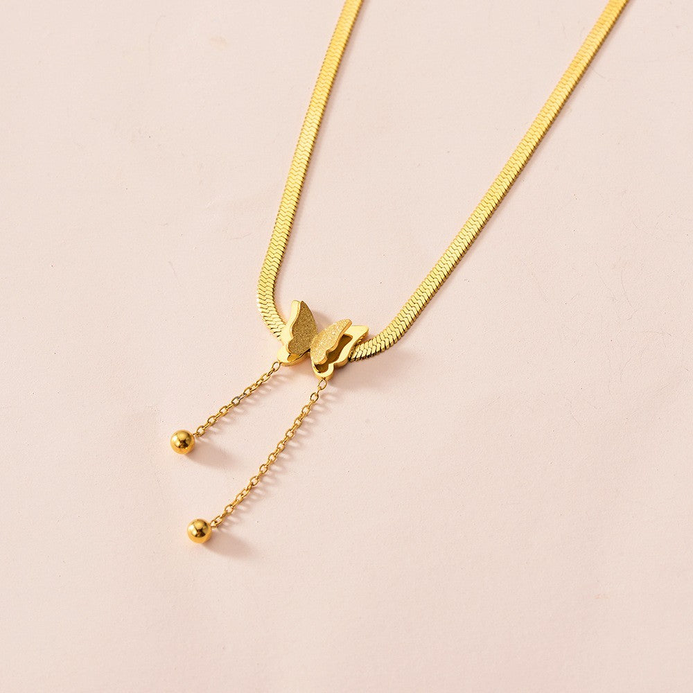Vintage Butterfly Necklace Women Golden Stainless Steel Blade Snake Chains Aesthetic Charms Choker Women jewelry Gift To Mujer