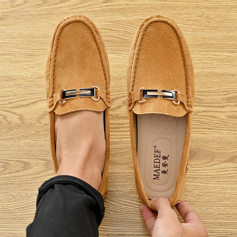 YRZL Loafers Men Big Size 48 Soft Driving Moccasins High Quality Flats Genuine Leather Shoes Men Slip-on Suede Loafers for Men