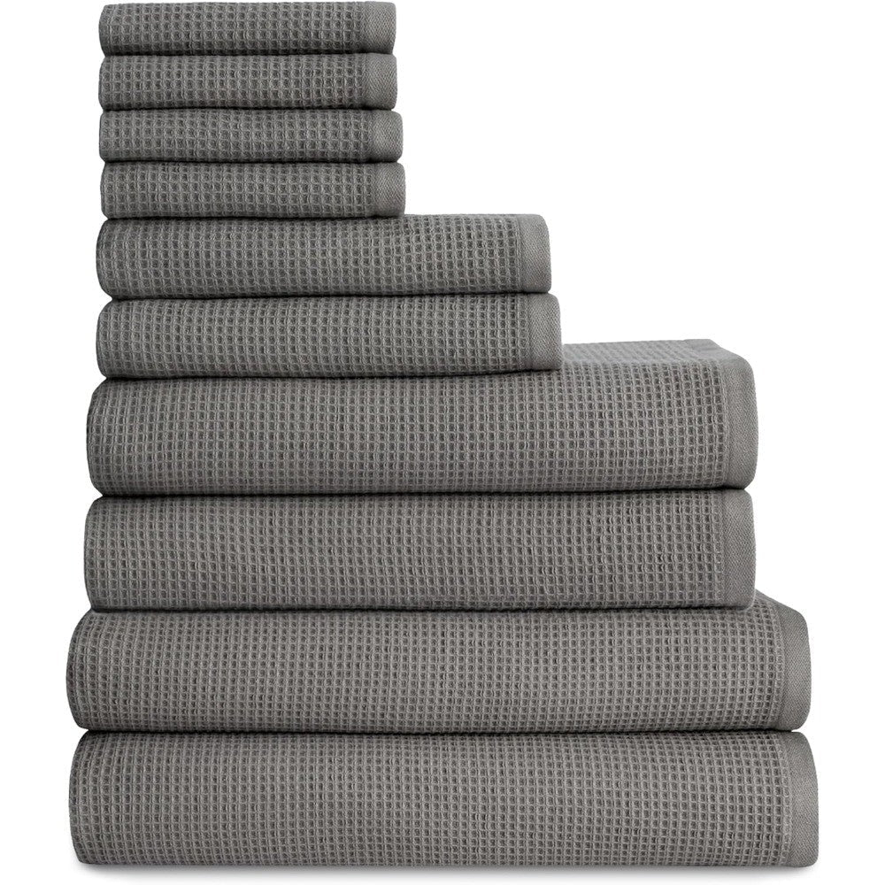Complete Waffle Bath Bundle - 60% Cotton 40% Viscose from Bamboo - Quick Dry & Ultra-Soft Waffle Weave Bath Towels