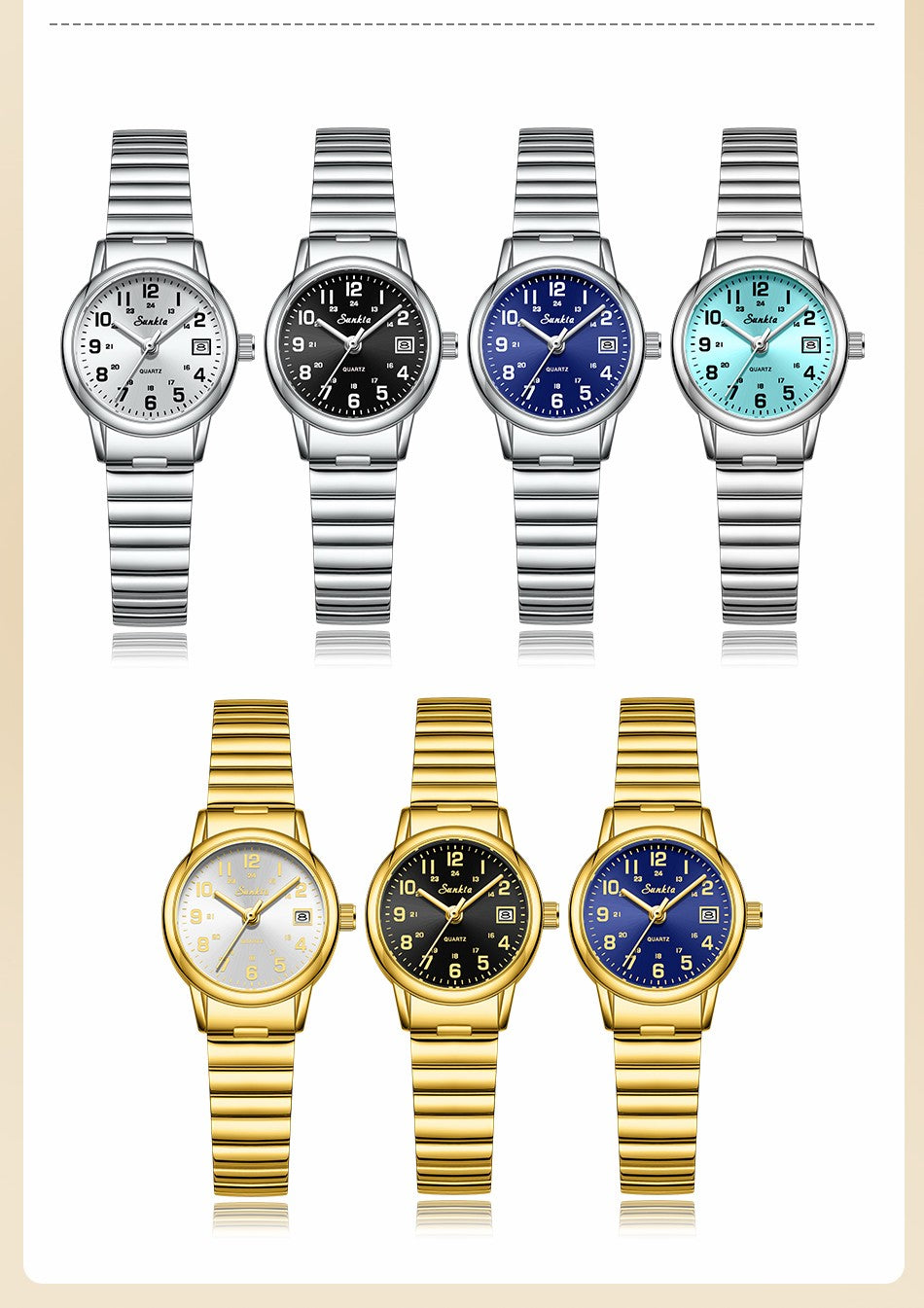 SUNKTA elegant Women's Watch 12/24 waterproof calendar women's quartz wrist watch fashion ladies vintage watches reloj de mujer