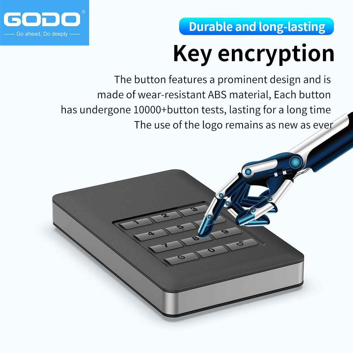 GODO M.2 MSATA Hardware encryption USB3.0 Full disk EncryptionTool free Installation with Password Mobile Hard Disk Box 2.5“Sata