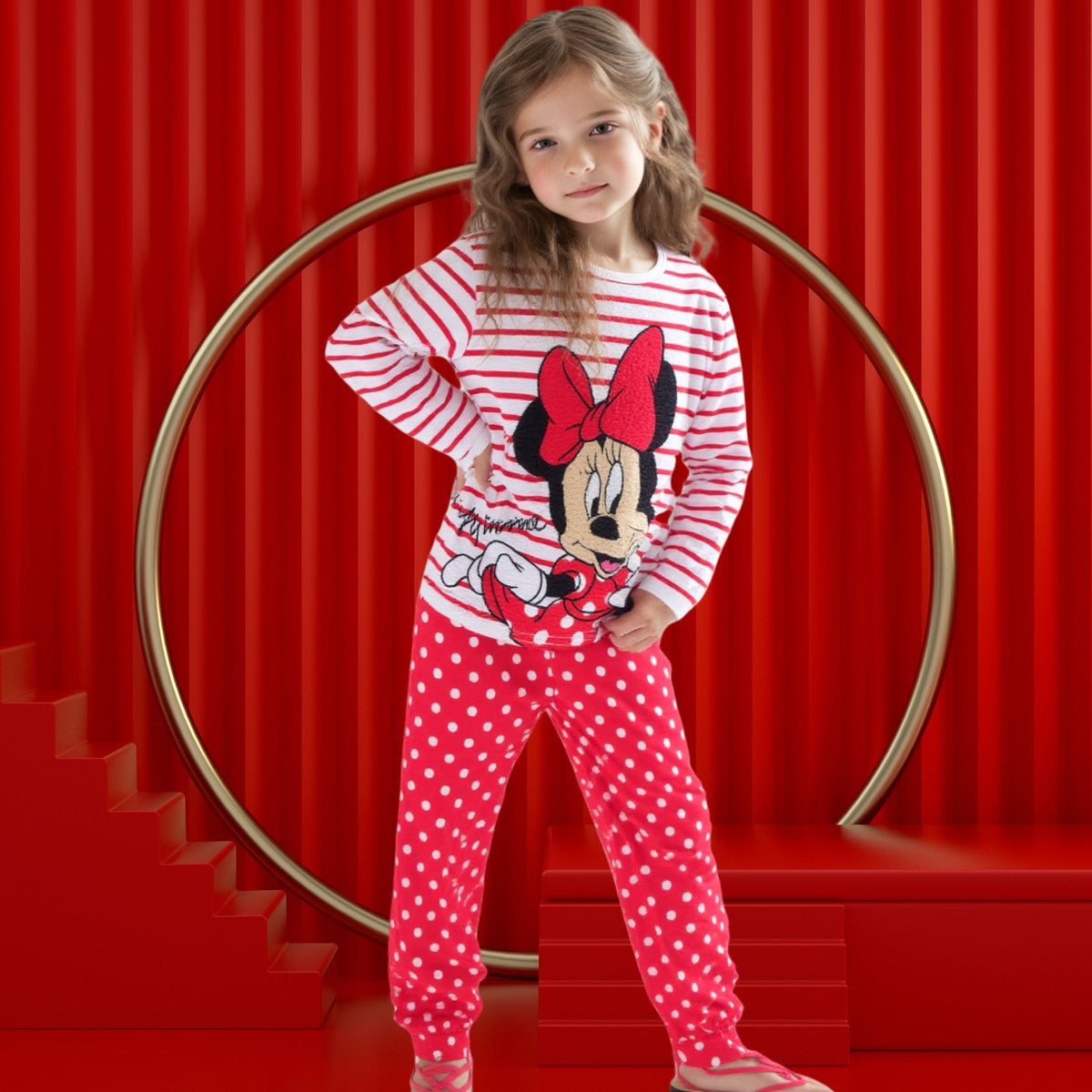 New Kids Pajama Set Cotton Soft minnie Print Loungewear Long Sleeve Pjs Sleepwear for Toddler Boys Girls