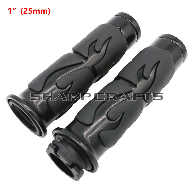 1" 25mm & 7/8'' 22mm Billet Rubber Flame Spike Hand Grips For Harley Honda Kawasaki Suzuki Yamaha Bikes Cruiser Chopper Custom