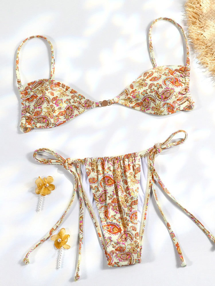 Brown Color Bikinis Bow Swimwear Women'S Summer Swimsuit 2025 Sexy Bikini Set Low Waist Beachwear Push Up Bathing Suits