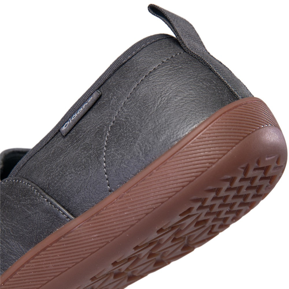 Oiaano Wide Toe Men Minimalist Shoes Comfortable Sneakers Leather Casual Shoes Black Slip On Leisure Loafers Drive Office