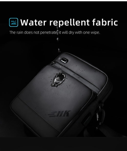 HK Casual Men's Shoulder Bag Large Crossbody Bag USB Charging Travel Sports Chest Bags Waterproof Sling Pack With Headphone Jack