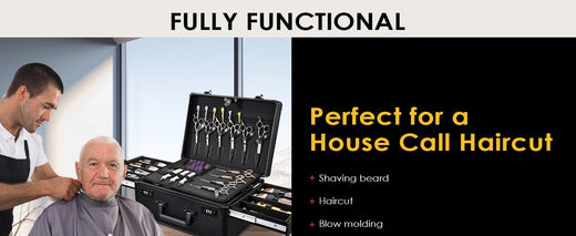Barber Case with Sliding Tray, Profesional Barbers Briefcase Tool Case for Clippers and Hair Scissors Supplies Travel Suitcase