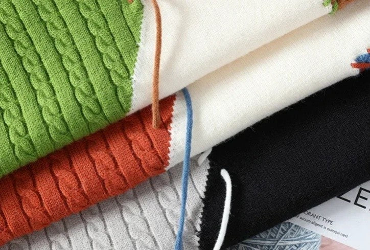 2025 New Male Patchwork Sweater Trend High Street Fashion Autumn and Winter Warm Mens Hip-hop Street Clothing Men pullover shirt