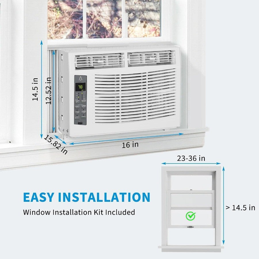 6000 BTU Window Air Conditioner with WiFiEnabled Smart Control and Remote Operation 3in1 Fan Dehumidifier Functionality for Eff