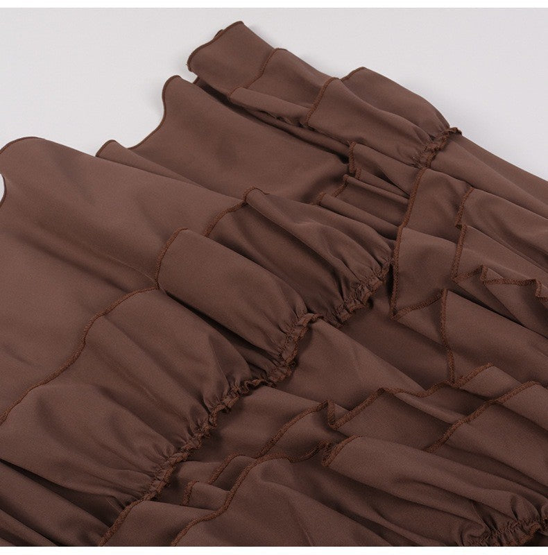 Brown Ruffled High Waisted Long Victorian Skirt Steampunk Skirts Womens Party Wear Gothic Vintage Clothes Medieval Costume Sexy