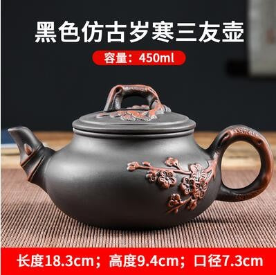 Yixing-Purple Clay Teapot and Teacup Set, Large Capacity, Clay Plum Blossom Pot, Kungfu Tea Set