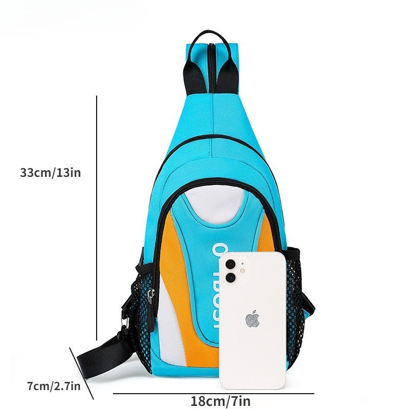 New outdoor leisure multifunctional single shoulder crossbody bag with large capacity Oxford cloth men's chest bag