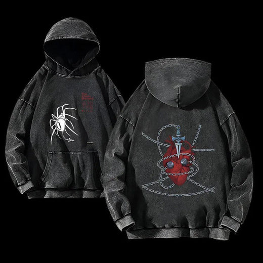 Streetwear Fashion Y2K Retro Gym Print Fitness Hoodie for Men Women Clothing Black Loose Print Pattern Sweatshirt Y2K Style