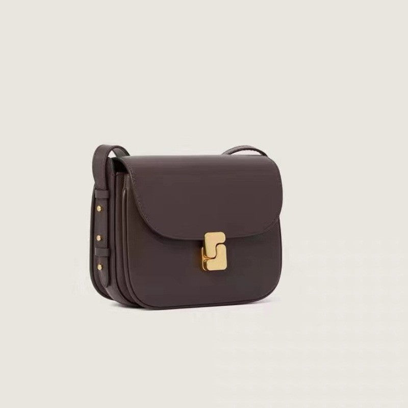 French niche design women's bag, top layer cowhide small square bag, premium texture tofu bag, single shoulder crossbody bag