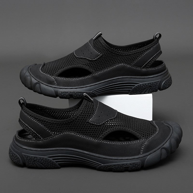 Outdoor Trendy Sandals Summer Mesh Hollow Casual Outerwear Shoes Men's Breathable Sports Shoes Beach Sandals New