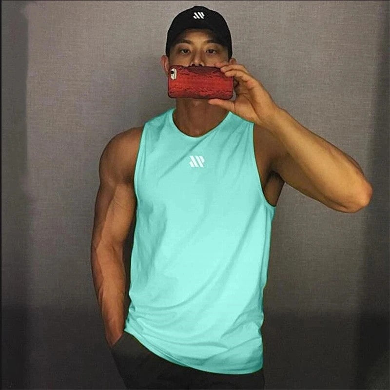 2025 Mens fitness gyms Tank top men Fitness sleeveless shirt Male mesh breathable Sports vest Undershirt Gyms Running vest men