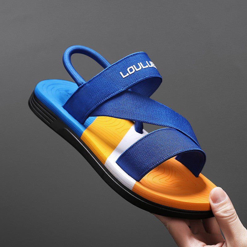Slippers man summer ankle wrap shoes slip-resistant slide sandals summer male slippers beach Water Shoes Zapatillas Hombre Blue