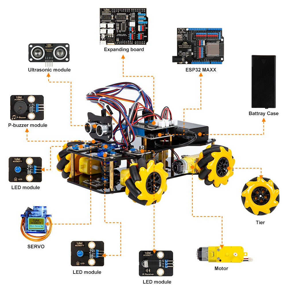 ESP32 Smart Robot Car Kit Remote Control Car for Arduino Programming Project STEM Education Science Coding Kit