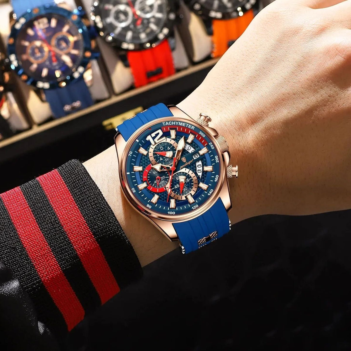 POEDAGAR Luxury Military Men Watch Calendar Chronograph Waterproof Luminous Man Wristwatch Fashion Silicone Quartz Men's Watches