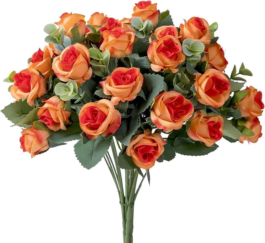 10 Heads pink Artificial Silk Rose Flowers Fake White Eucalyptus Peony Flower Bouquet, for Home Wedding Party Garden Decoration