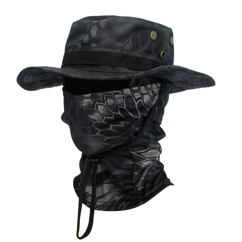 2Pcs/Set Wide-brimmed Hat Balaclava Mixed Set Men Sunscreen Boonie Cap Outdoors Hiking Camping Fishing Hat Sun Hat Fisherman Hat