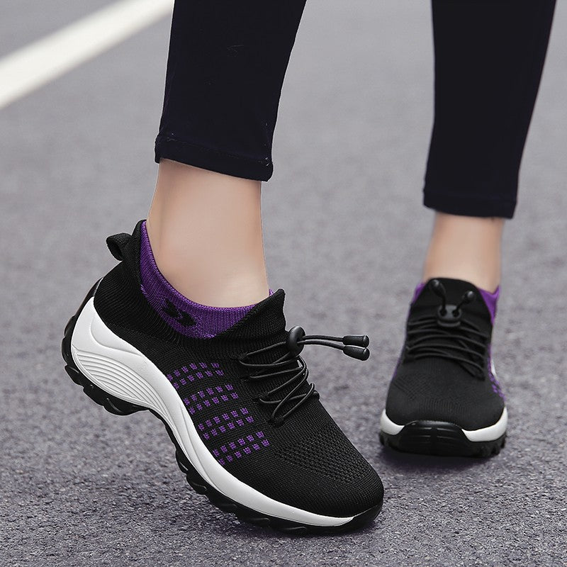Oiaano Barefoot Womens Walking Shoes GreySock Casual Ladies Fashion Sneakers Comfort Slip On Air Cushion Platform Lightweight