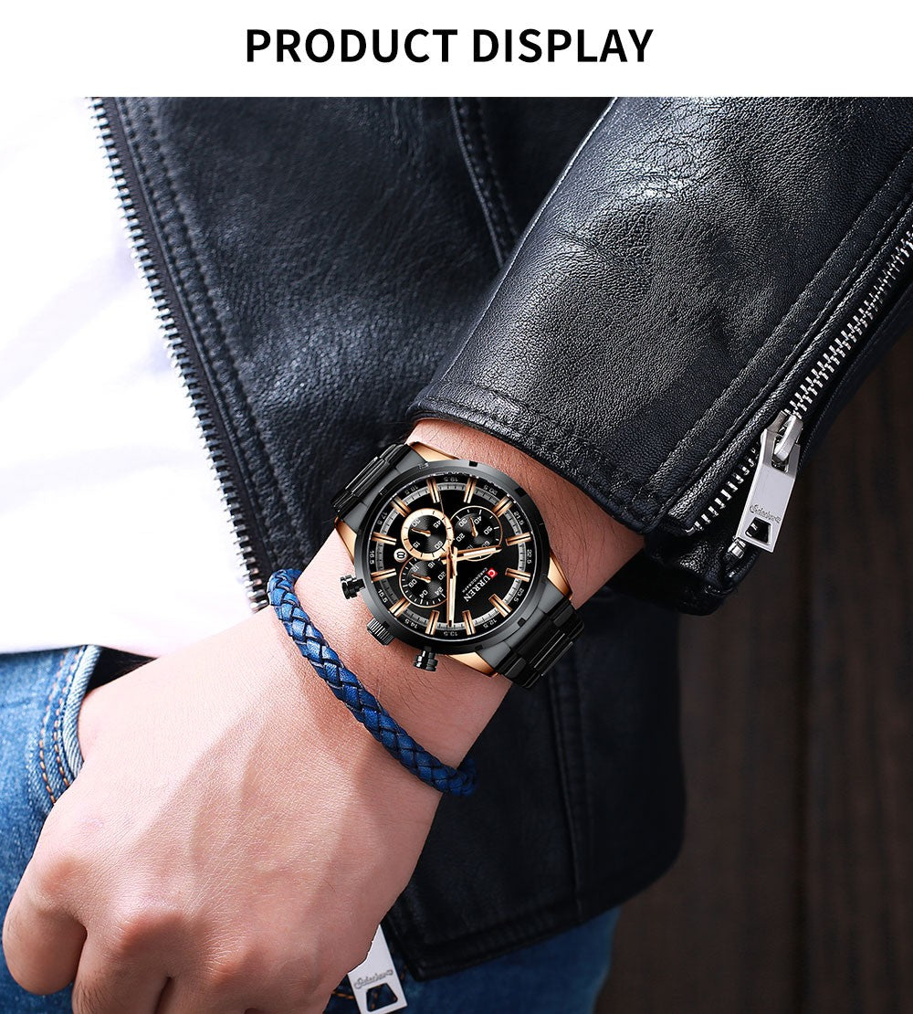 CURREN Men Watch Top Brand Luxury Sports Quartz Mens Watches Full Steel Waterproof Chronograph Wristwatch Men Relogio Masculino