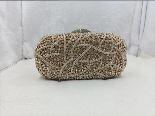 XIYUAN Women Burgundy Stones Evening Bags Crystal Clutch Wedding Party Rhinestone Handbags Bridal Floral Minaudiere Purses Green