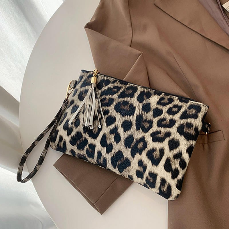 Women Clutch Bag Leopard Print Long Wallets Female Fashion Design PU Leather Wallet Messenger Bag Ladies Elegant Handbag NEW