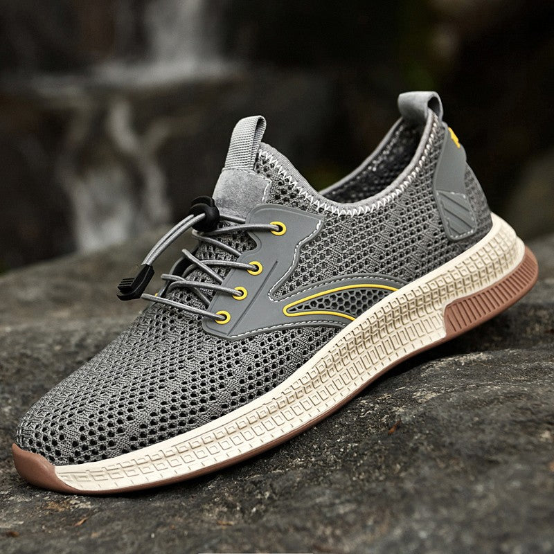 Outdoor Men Casual Shoes Genuine Leather Mens Shoes Brand Climbing Hiking Travel Shoes Breathable Man Sneakers Summer Footwear