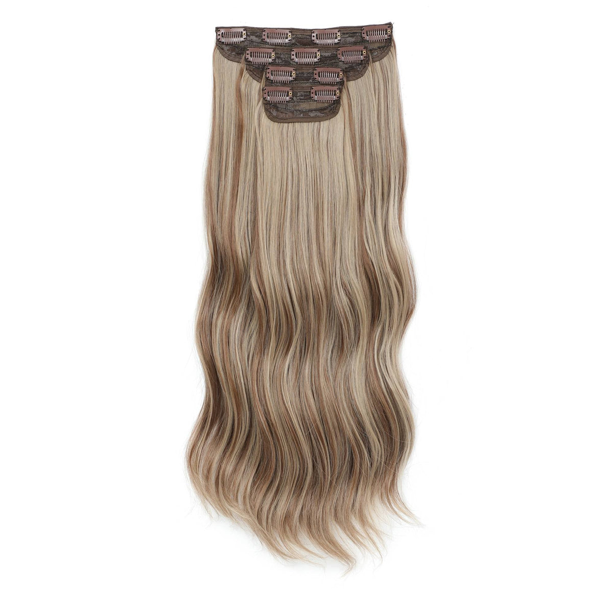 24Inch 61cm Body Wave Synthetic Wavy Blond 27/613 White Clip In Hair Extensions 4Pcs/lot 220g Heat Resistant Fiber