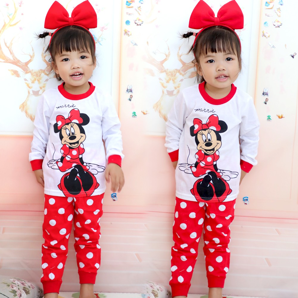 Spring Autumn Children's Clothing Sets Sleepwear Clothes Kids Pijamas minnie mouse Pajamas Set Baby Girls Pyjamas