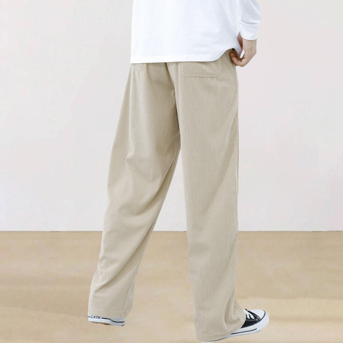 Mens Corduroy Joggers Pants Casual Cargo Pants Drawstring Elastic Waist Baggy Tapered Sweatpants with Pockets Outdoor Sweatpants