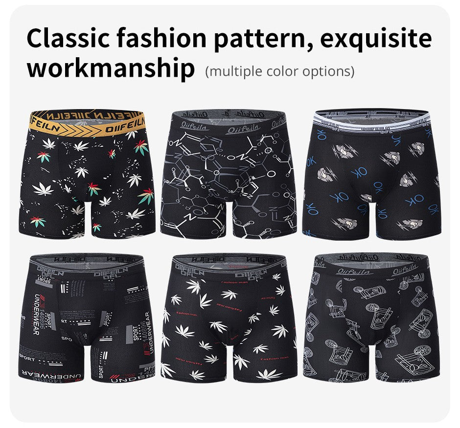 5/7/10 Pcs Men's Long Sports Parent-child Underwear Teenagers To Adults Multi-size Mix And Match Boyshort Elastic Waist Shorts