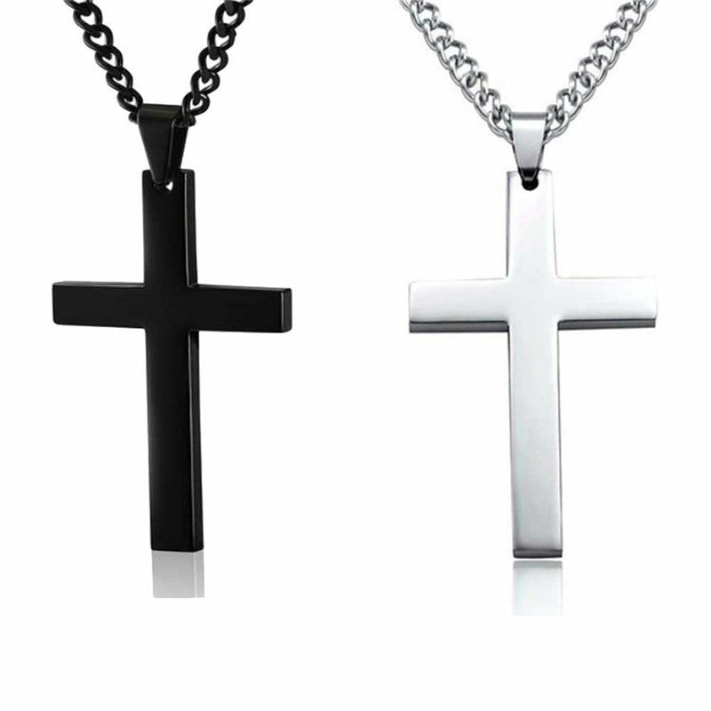 Classic Stainless Steel Cross Pendant Necklace For Women Men Link Chain Charm Necklace Cool Boys Girls Punk Hip Hop Jewelry Gift