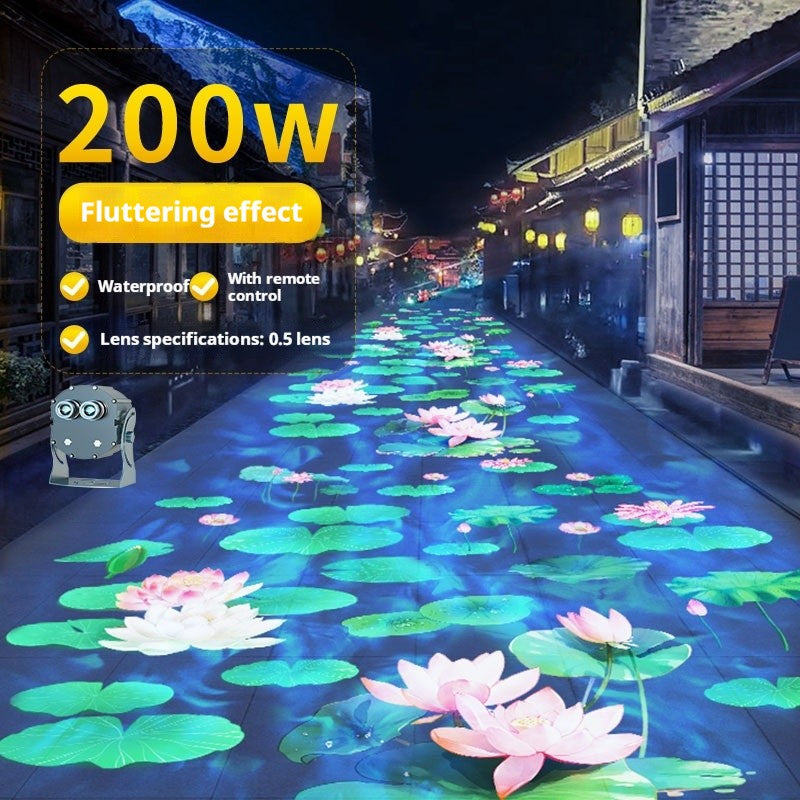 Outdoor Dynamic Water Ripple Projector Lotus Pattern Spotlight for Creative Garden Patio Yard Atmosphere Lighting