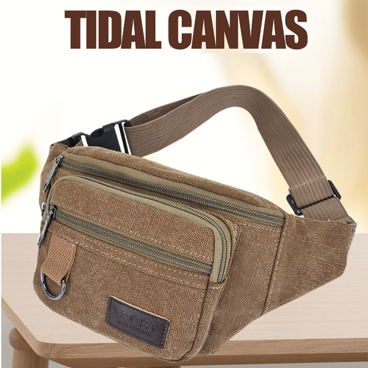 Thick canvas waist bag, outdoor leisure sports crossbody chest bag, men's portable change phone bag, multifunctional-A-DH