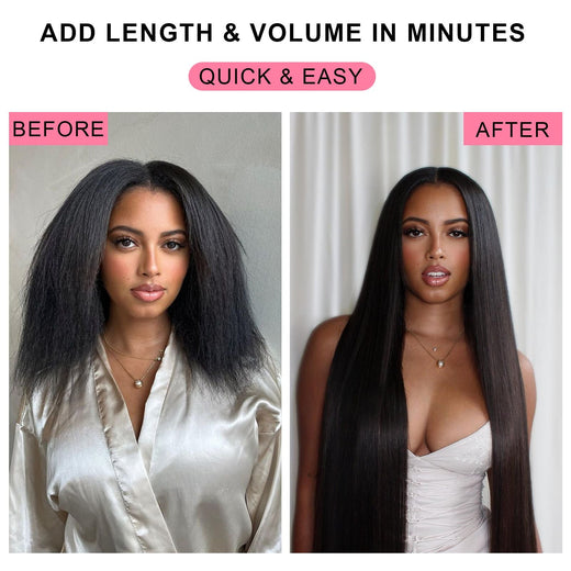 24 Inch Clip in Human Hair Extensions Peruvian Hair 9pcs Straight Natural Black Clip in Real Soft 100% Human Hair For Women