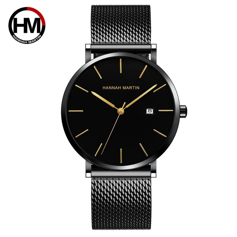 Classic Bauhaus Design Men Watch Dark Blue Japan Quartz Waterproof Stainless Steel Fashion Business Calendar Ultra Thin Watches