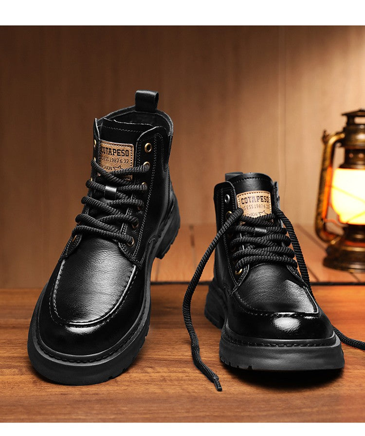 Hot Sale Brown Men's Boots Comfort Outdoor Men Motorcycle Boots Casual Lace-Up Ankle Boots Man Platform Boots botas para hombre