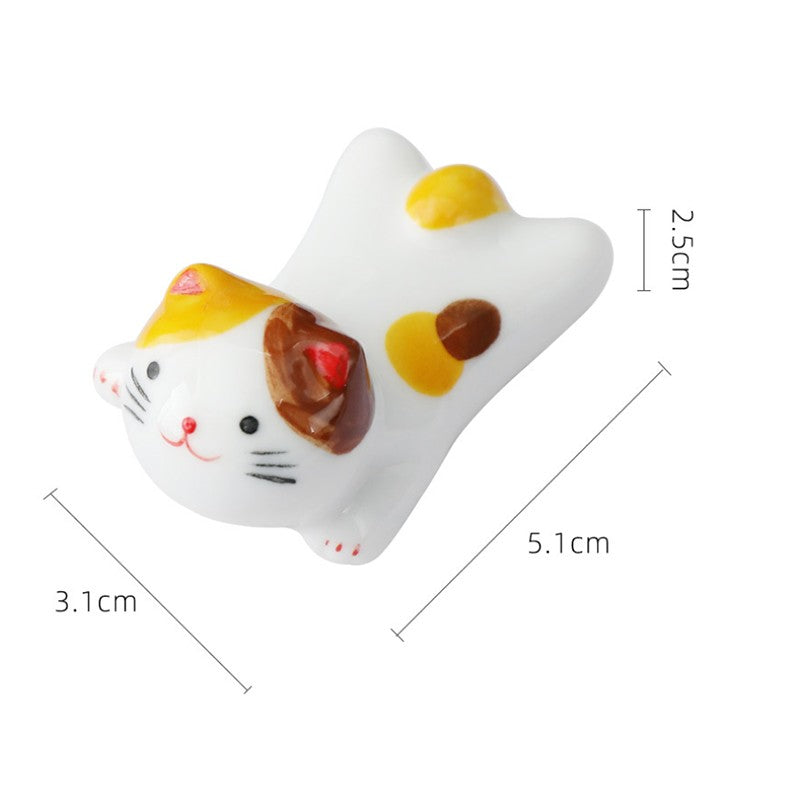 Ceramic Cat Shape Chopsticks Rack Kitchen Tableware Holder Stand Spoon Fork Pillow Storage Rack