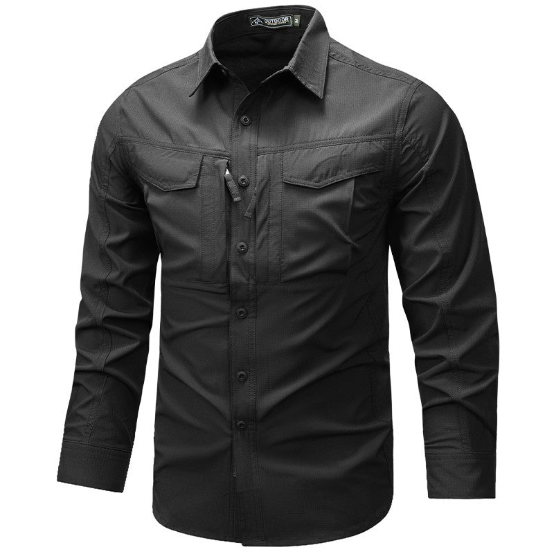 Summer Men Long Sleeve Cargo Breathable Shirt Mens Casual Tactic Military Shirts Men Multi Pocket Outdoor Hike Safari Work Shirt