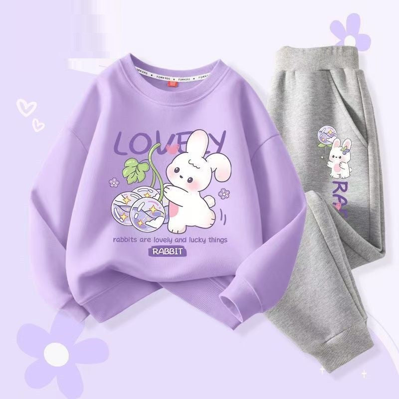 Autumn Baby Girls Clothes Set Kid Heart Printed Sweatshirts Pullover Top And Pants 2 Pieces Suit Children Sweet Tracksuits